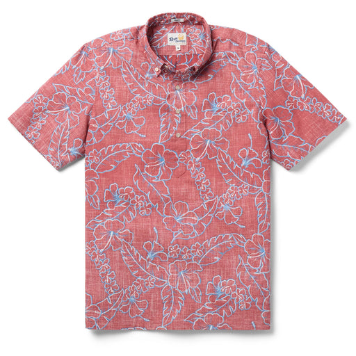Reyn Spooner Lei Low Cedar Collared Short Sleeve Aloha pullover style shirt