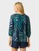 Phoebe Top in the Loulu Fronds print is a relaxed fit button front blouse with a scoop neckline finished with self fabric binding back view.