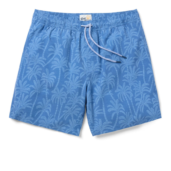Blue Loulu Trail Eco Swim Shorts Stretch Polyester: 73% Polyester, 19% Cotton, 8% Spandex with an Elastic drawstring waist and UPF 30 UV resistant