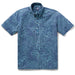 Reyn Spooner Dress Blues Monstera Ink  Tailored Collared Shirt monstera, a broad tropical leaf, & hibiscus, the Hawai'i state flower