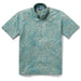 Reyn Spooner Sagebrush Monstera Ink  Pullover Collared Shirt monstera, a broad tropical leaf, & hibiscus, the Hawai'i state flower