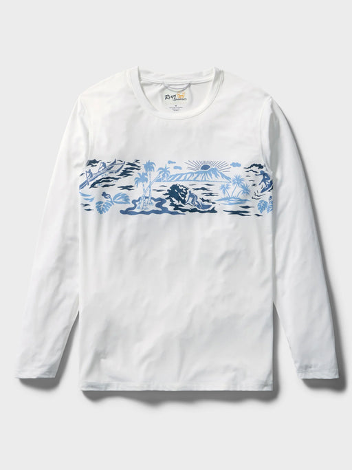 Reyn Spooner Waikiki Beach White Long Sleeve UV Protection Sun Shirt 