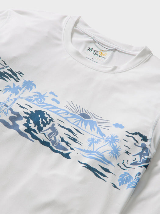 Reyn Spooner Waikiki Beach White Long Sleeve UV Protection Sun Shirt zoom in