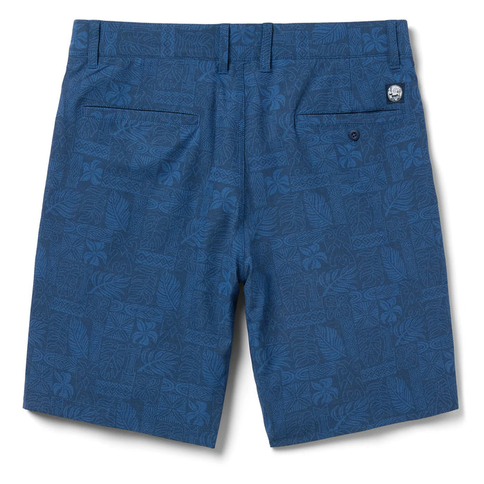 Reyn Spooner Archival South Pacific Tapa Navy Print Men's Shorts Back View.