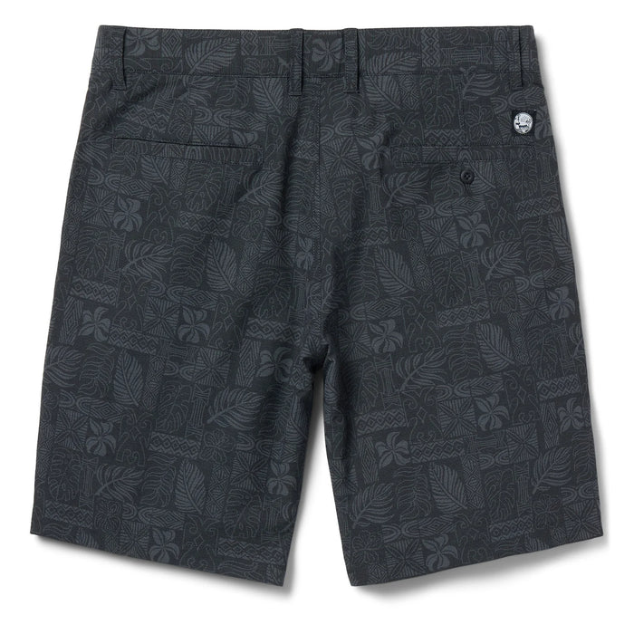 Reyn Spooner Archival South Pacific Tapa Black Print Men's Shorts Back View