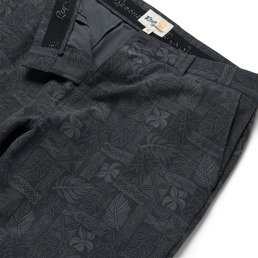 Reyn Spooner Archival South Pacific Tapa Black Print Men's Shorts Front Zoom In View