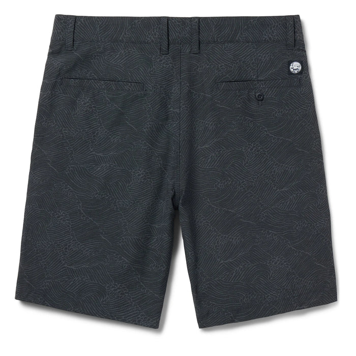Reyn Spooner Archival Molokai Channel Black Print Men's Shorts Back View.