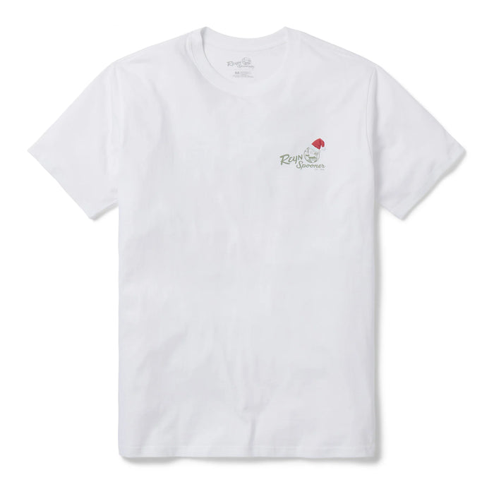 Reyn Spooner Santa Hula Graphic Short Sleeve Tee 100% Cotton Made in USA crewneck white front view