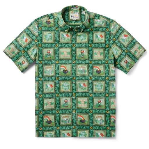 St Patrick's Day Shirt front view Irish Flag green clover leaves red bearded Leprechaun "Erin Go Bragh" and "Slainte" Classic Fit