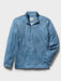 A blue Tapa pattern quarter zip moisture wicking pullover with a stand collar and long sleeves.