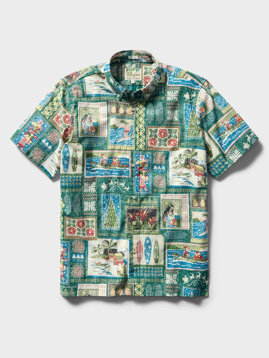 Reyn Spooner Men's Hawaiian Christmas 2026 Collared Short Sleeve Aloha Shirt