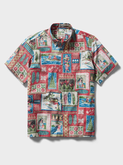 Reyn Spooner Men's Hawaiian Christmas 2026 Collared Short Sleeve Aloha Shirt