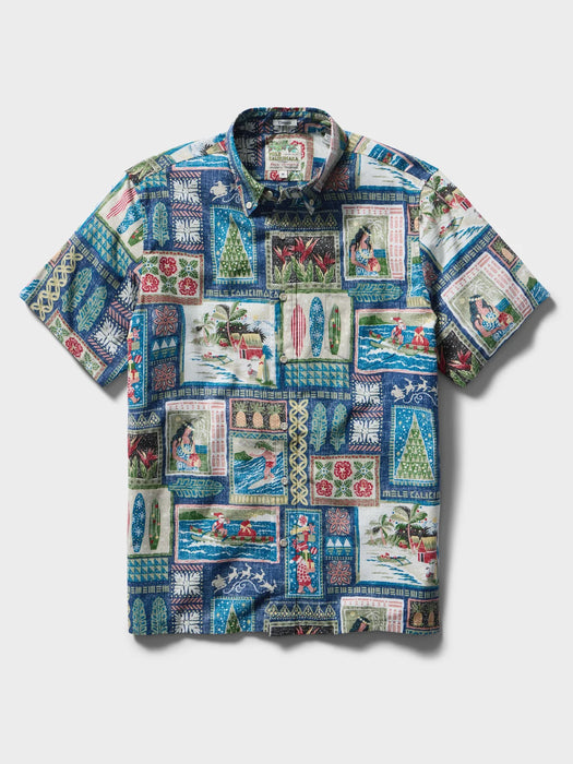 Reyn Spooner Men's Hawaiian Christmas 2026 Collared Short Sleeve Aloha Shirt