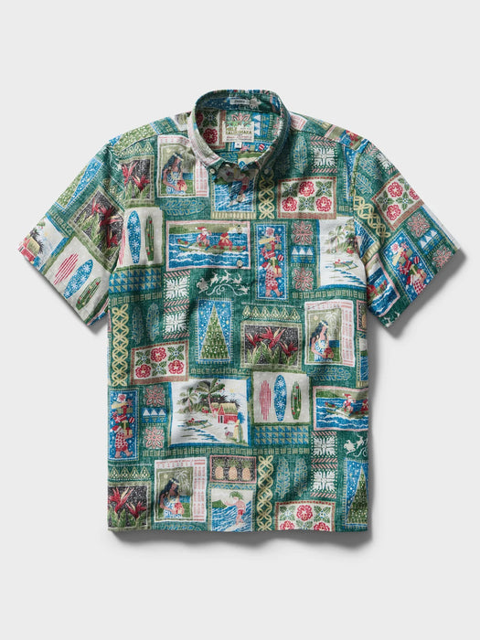 Reyn Spooner Men's Hawaiian Christmas 2026 Collared Short Sleeve Aloha Shirt