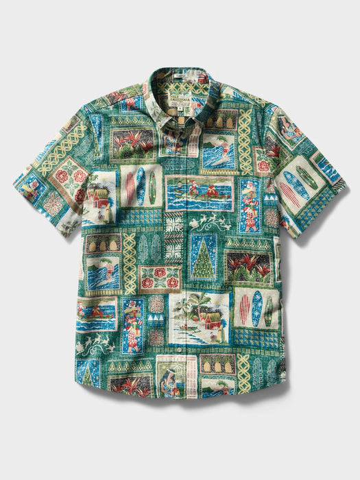 Reyn Spooner Men's Hawaiian Christmas 2026 Collared Short Sleeve Aloha Shirt