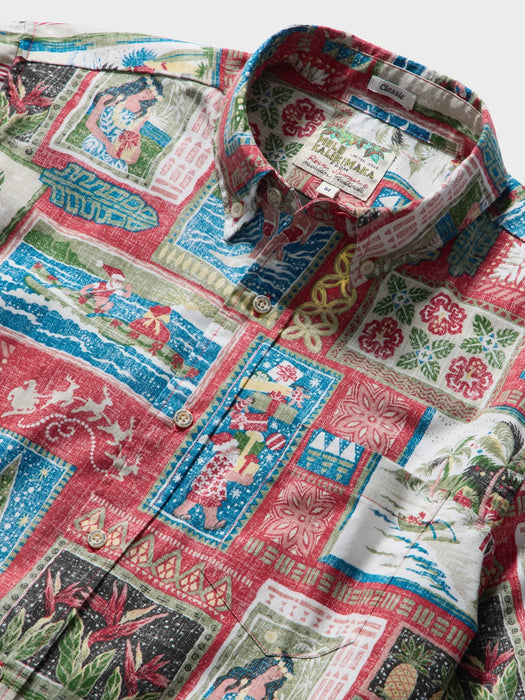 Reyn Spooner Men's Hawaiian Christmas 2026 Collared Short Sleeve Aloha Shirt