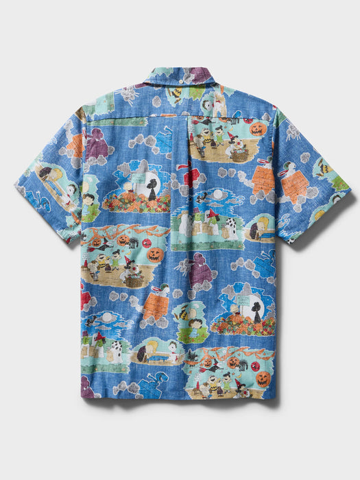 Reyn Spooner Charlie Brown Great Pumpkin Collared Short Sleeve Aloha Shirt