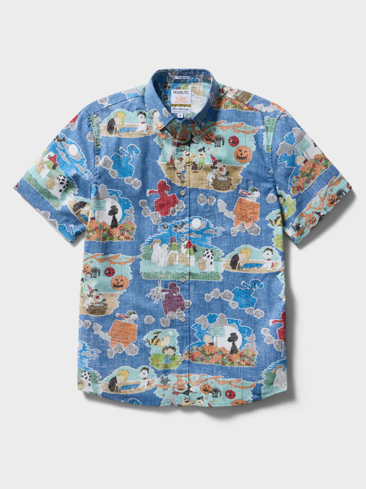 Reyn Spooner Charlie Brown Great Pumpkin Collared Short Sleeve Aloha Shirt