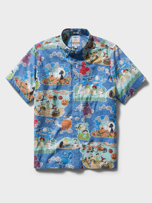 Reyn Spooner Charlie Brown Great Pumpkin Collared Short Sleeve Aloha Shirt