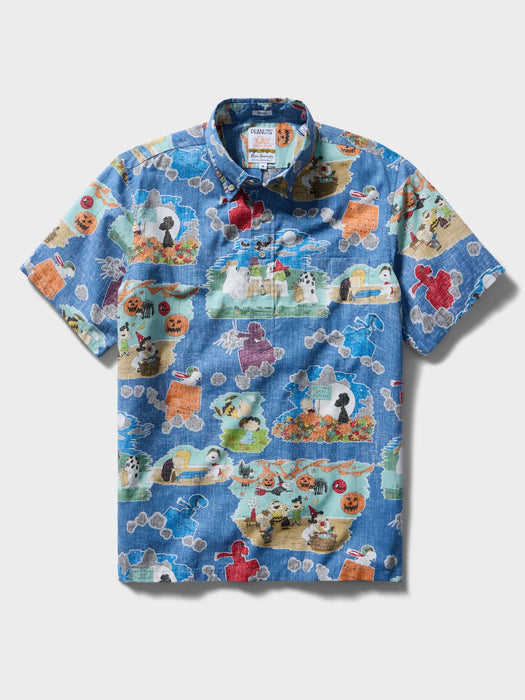 Reyn Spooner Charlie Brown Great Pumpkin Collared Short Sleeve Aloha Shirt