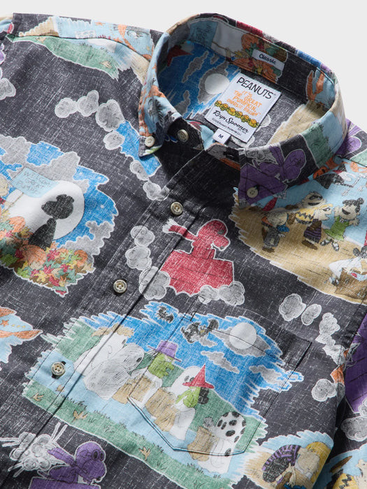 Reyn Spooner Charlie Brown Great Pumpkin Collared Short Sleeve Aloha Shirt