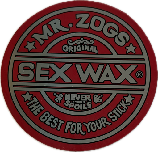 3 inch Circular logo with 'Mr. Zogs Sex Wax' text on a metallic  red vinyl sticker