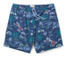 My Private Isle navy swim trunks with pull string ties in the front and elastic.