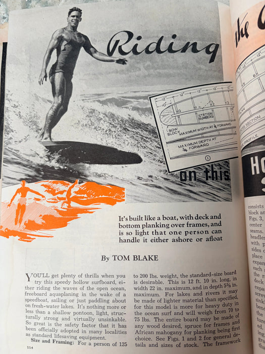Popular Mechanics Tom Blake article page 114 and first page of this tutorial.