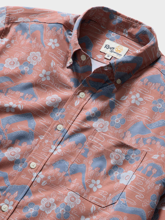 Reyn Spooner Sakura Fields Dusty Cedar short sleeve light weight Performance Button up zoom in view