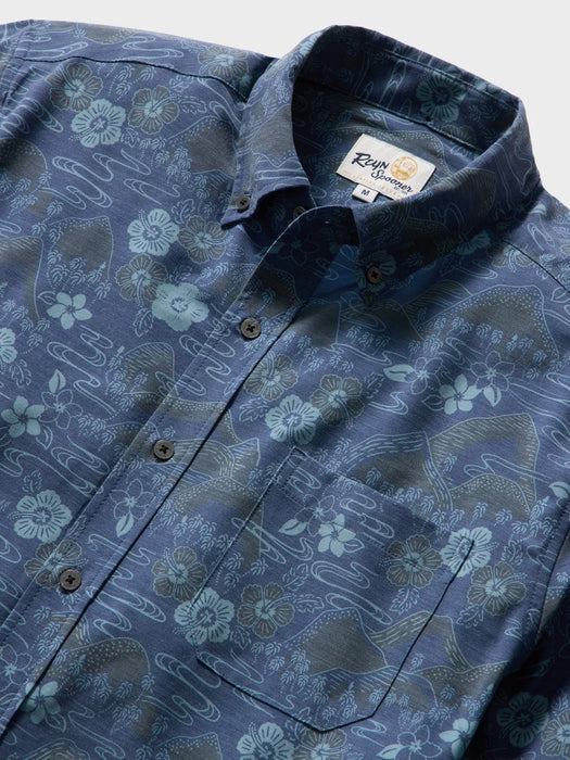 Reyn Spooner Sakura Fields Navy short sleeve light weight Performance Button zoom in view