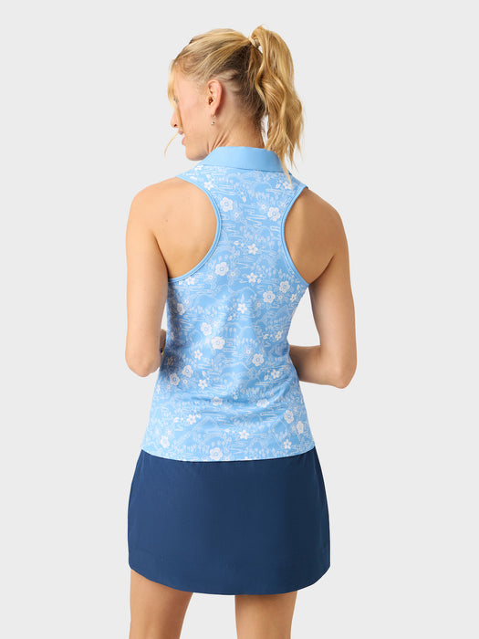 Reyn Spooner Women's Sakura Fields Blake Performance Top Allure Blue back view