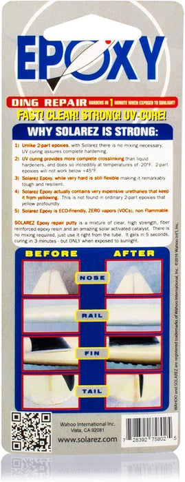 SOLAREZ UV Cure Epoxy Ding Resin - SUP Paddleboard and Surfboard Repair Kit package back view