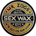 3 inch circular logo of Mr. Zogs Sex Wax in yellowy orange and white colors on a black vinyl sticker