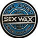 3 inch circular logo of Mr. Zogs Sex Wax with purply blue and white colors on a black vinyl sticker
