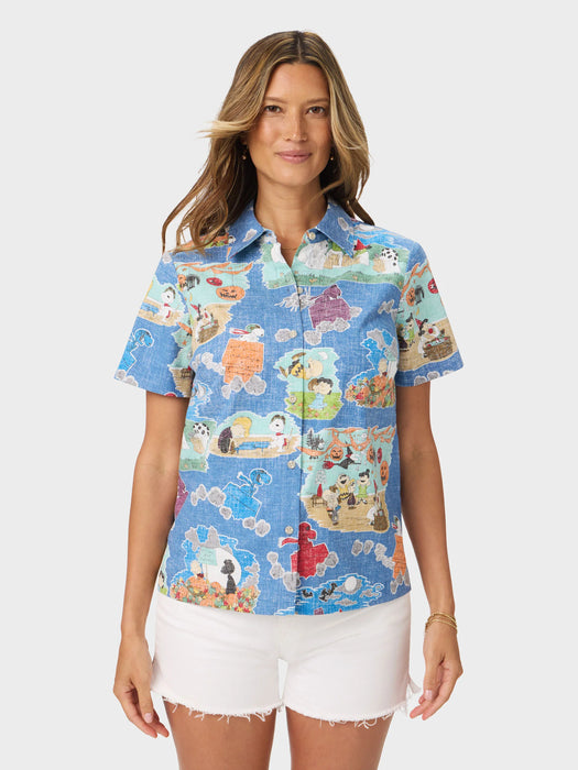 Reyn Spooner Women's It's The Great Pumpkin, Charlie Brown: 60th Anniversary Abby Top