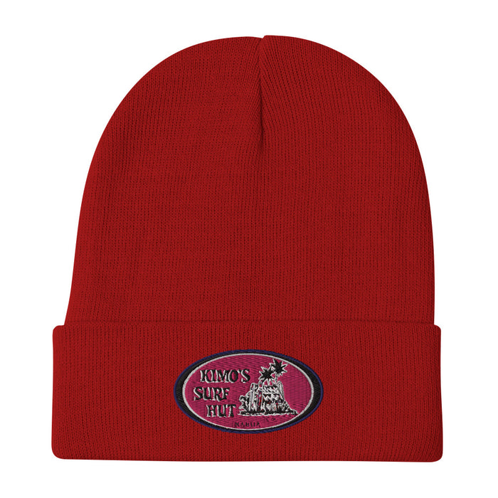 Kimo's Surf Hut’s Classic Pink Embroidered Logo Beanie