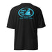 Kimo's Surf Hut Baby blue white Logo black rashguard moisture-wicking fabric, active wear 40+ SPF back view HI flag sleeve