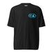 Kimo's Surf Hut Baby blue white Logo black rashguard moisture-wicking fabric, active wear 40+ SPF front view HI flag sleeve