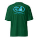 Kimo's Surf Hut Baby blue white Logo green rashguard moisture-wicking fabric, active wear 40+ SPF back view HI flag sleeve