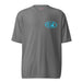 Kimo's Surf Hut Baby blue white Logo grey rashguard moisture-wicking fabric, active wear 40+ SPF front view HI flag sleeve