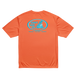moisture-wicking fabric orange safety color T-shirt oval surf logo in Baby Blue & White 40+ SPF protection back view
