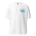 Kimo's Surf Hut Baby blue white Logo white rashguard moisture-wicking fabric, active wear 40+ SPF front view HI flag sleeve