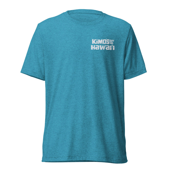 Kimo's Surf Hut Hawai'i with Flag on Shoulder Short Sleeve T-shirt