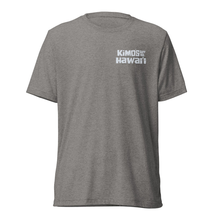 Kimo's Surf Hut Hawai'i with Flag on Shoulder Short Sleeve T-shirt