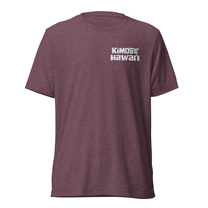 Kimo's Surf Hut Hawai'i with Flag on Shoulder Short Sleeve T-shirt