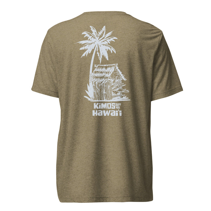 Kimo's Surf Hut Hawai'i with Flag on Shoulder Short Sleeve T-shirt