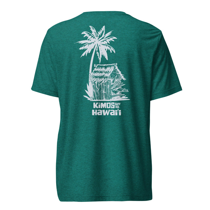 Kimo's Surf Hut Hawai'i with Flag on Shoulder Short Sleeve T-shirt