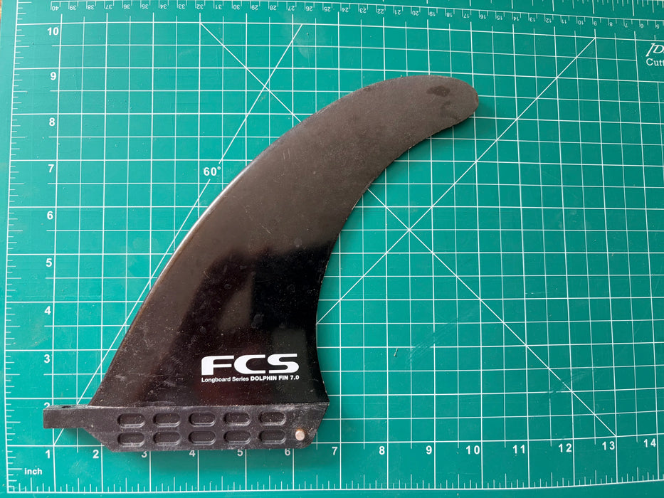 used 7" black plastic FCS Dolphin Surfboard or Stand Up Paddleboard center fin.